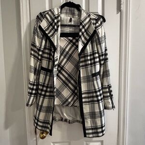 Women's Black and White Plaid Coat